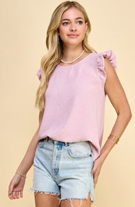 Lavender Ruffle Sleeve Top