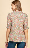 Sage Floral Mockneck Top
