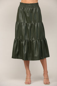 Olive Faux Leather Skirt