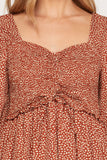Rust Dotted Smock Dress