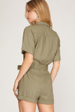 Olive Button Up Romper