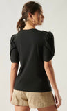 Black Puff Knot Sleeve Top