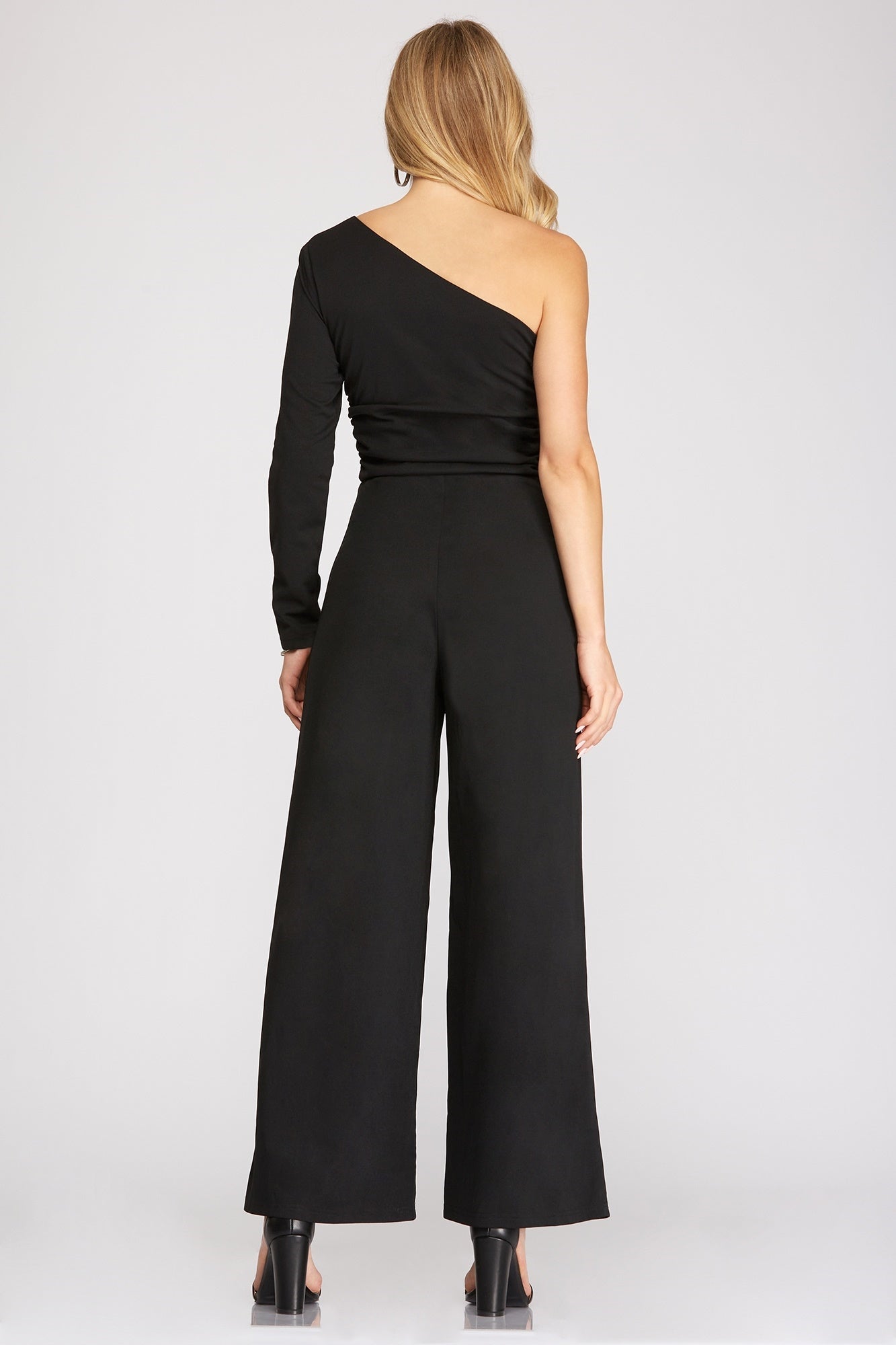 Black Knit One Shoulder Jumpsuit