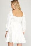 White Tiered Smock Dress