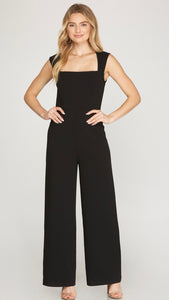 Black Square Neck Jumpsuit