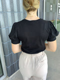 Black Puff Knot Sleeve Top